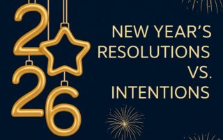 Gold 2025 numbers with fireworks on a navy background — New Year’s Resolutions vs. Intentions by Mind Body Co-op